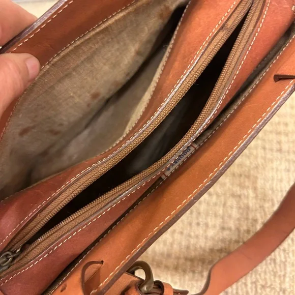 Vintage Dooney & Bourke Brown Leather and Tan woven raffia Women's Bag tote - Picture 14 of 15